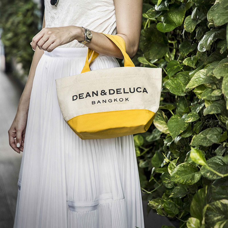 DEAN&DELUCA  BANGKOK TWO TONE TOTE BAG  S - YELLOW & NATURAL