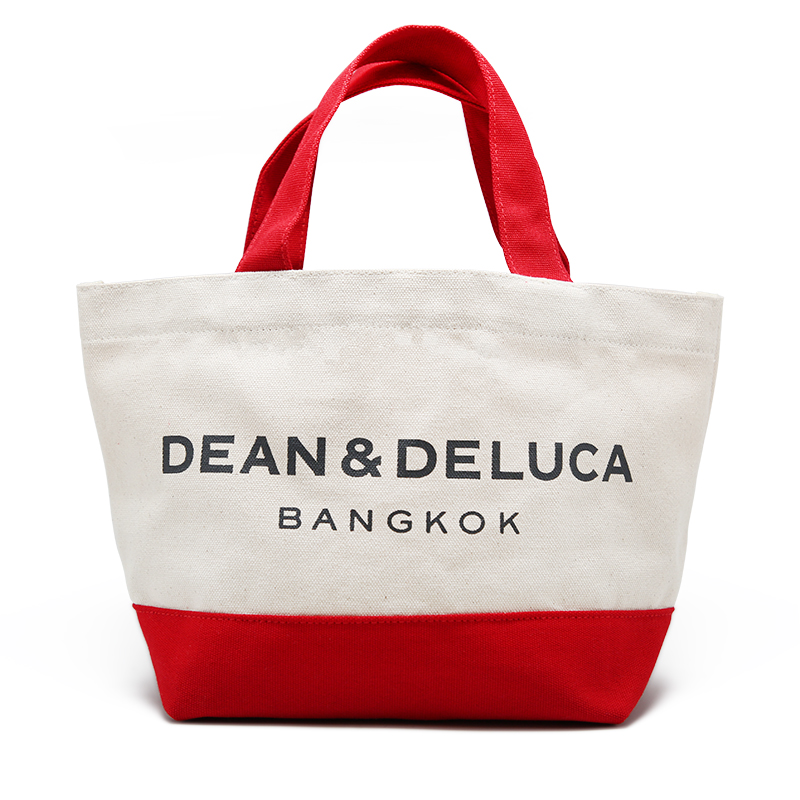DEAN&DELUCA  BANGKOK TWO TONE TOTE BAG  S - RED & NATURAL