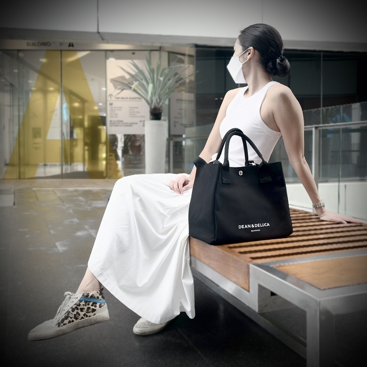DEAN&DELUCA BLACK BROOKLYN  TOTE BAG SQUARE_BLACK