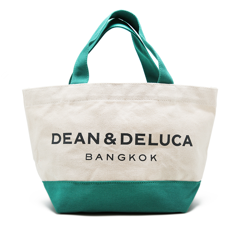 DEAN&DELUCA  BANGKOK TWO TONE TOTE BAG  S -GREEN & NATURAL