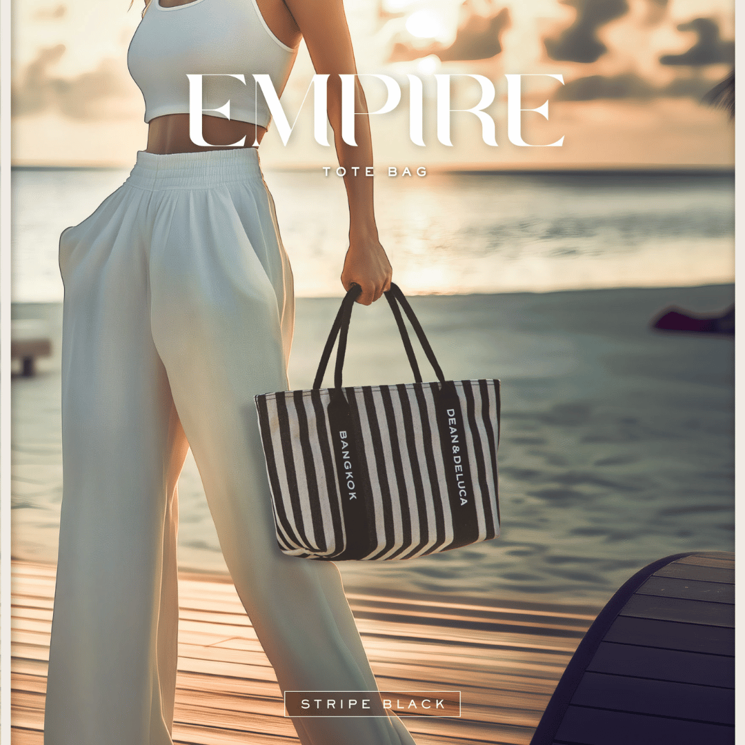 DEAN&DELUCA BANGKOK EMPIRE STRIPE BLACK TOTE BAG