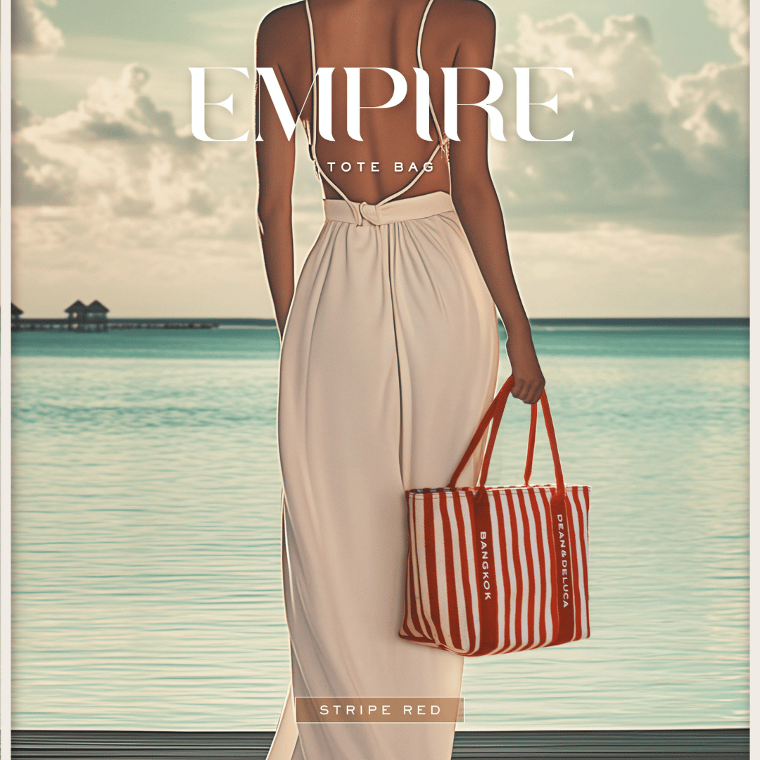 DEAN&DELUCA BANGKOK EMPIRE STRIPE RED TOTE BAG