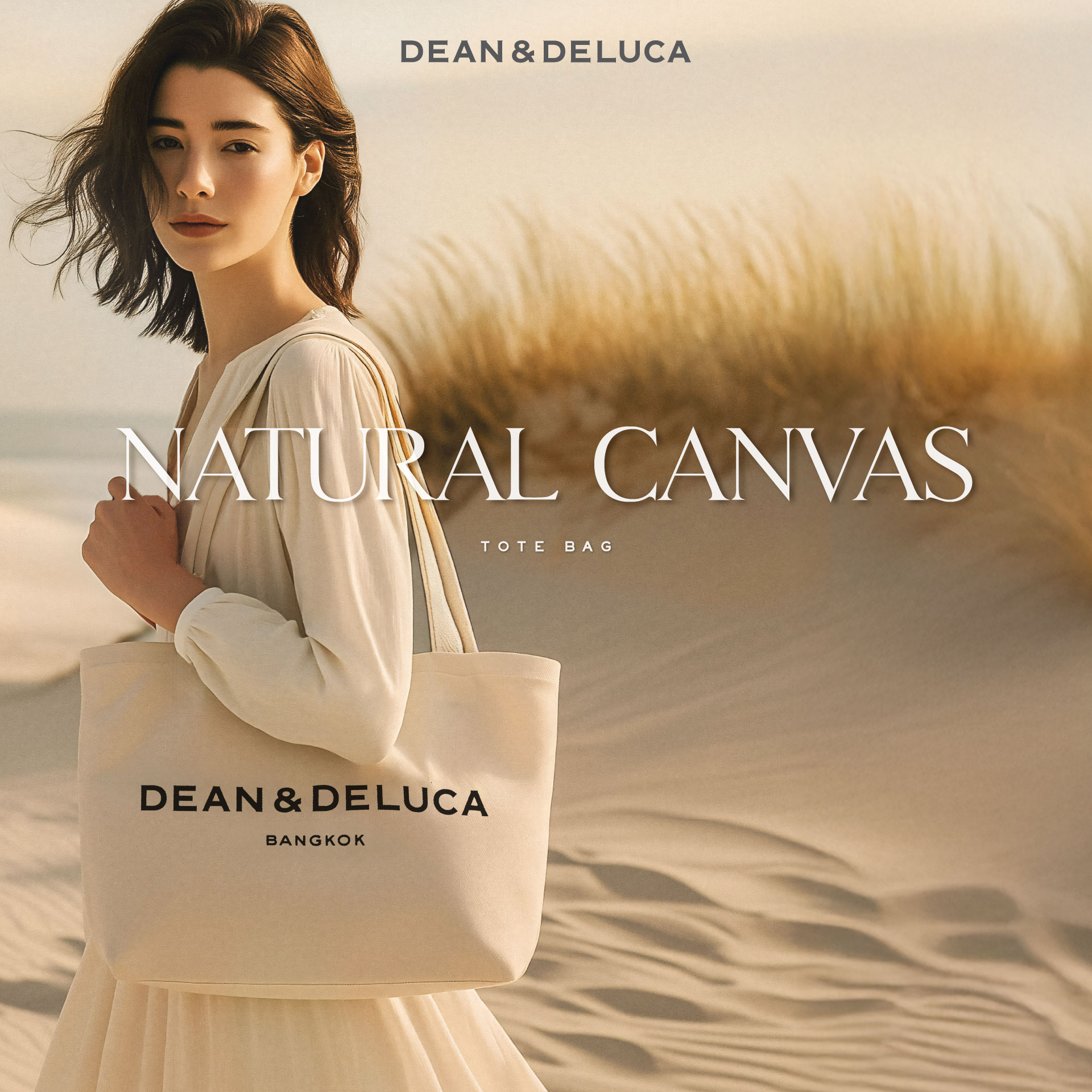 トートバッグ DEAN&DELUCA Bangkok \"MOCHA MOUSSE\" \"NATURAL CANVAS\" XL DEAN&DELUCA Bangkok 