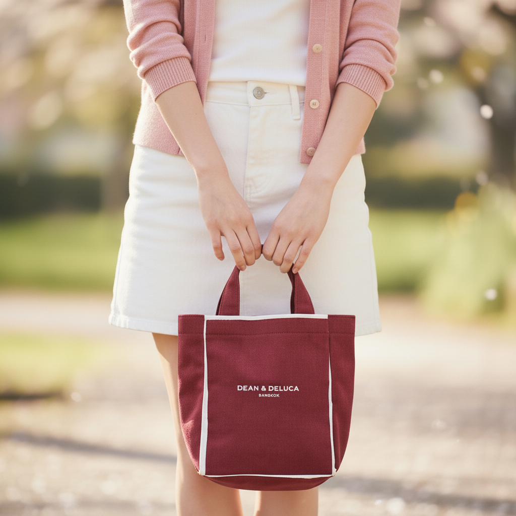 DEAN&DELUCA CORDUROY RED TOTE BAG XS