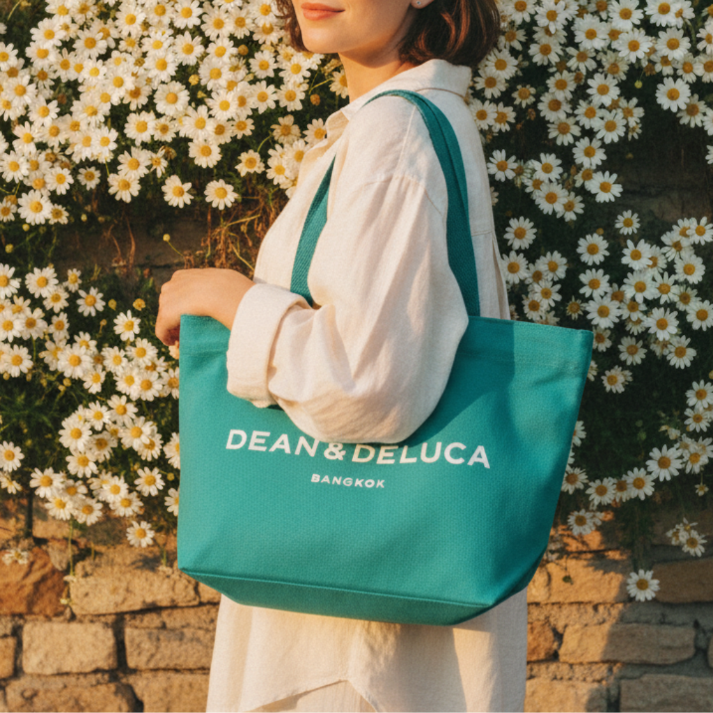 DEAN&DELUCA BANGKOK TEAL TOTE BAG L