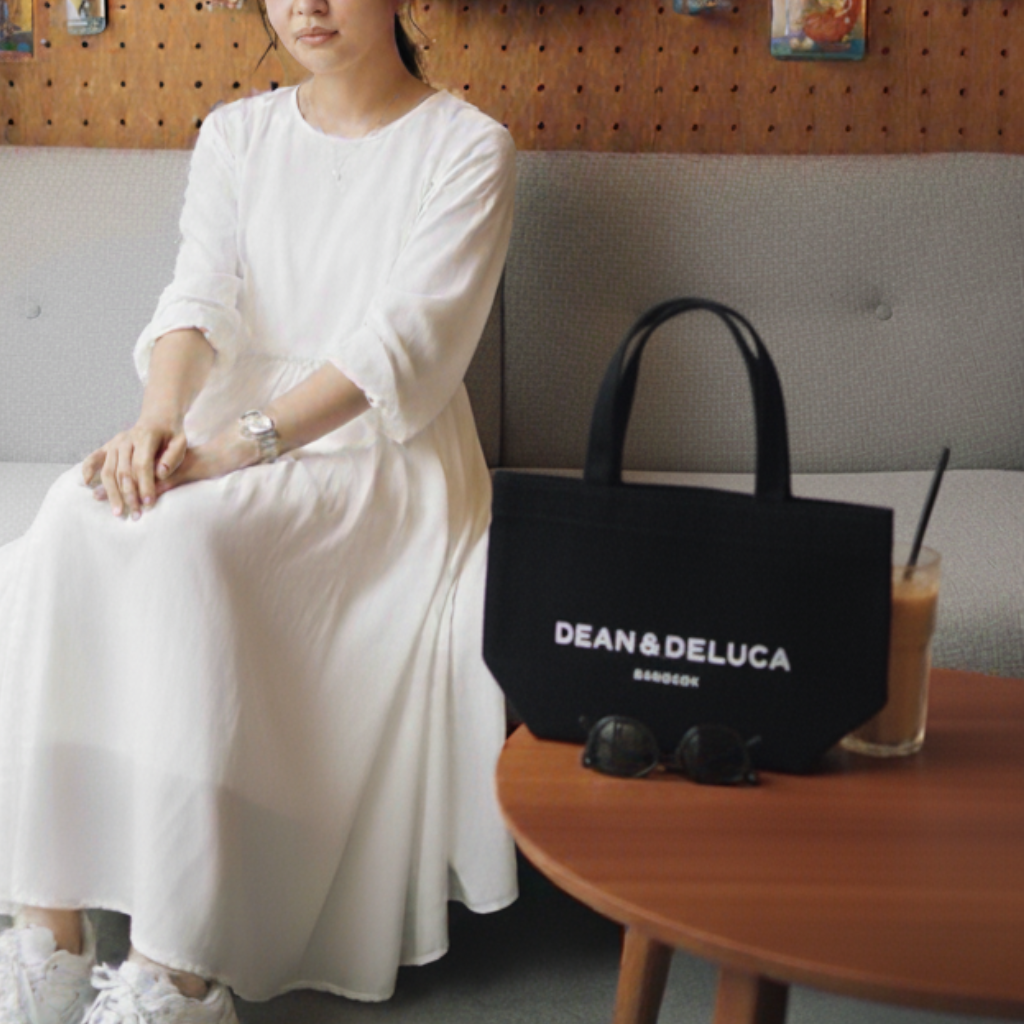 DEAN&DELUCA CORDUROY BLACK TOTE BAG L