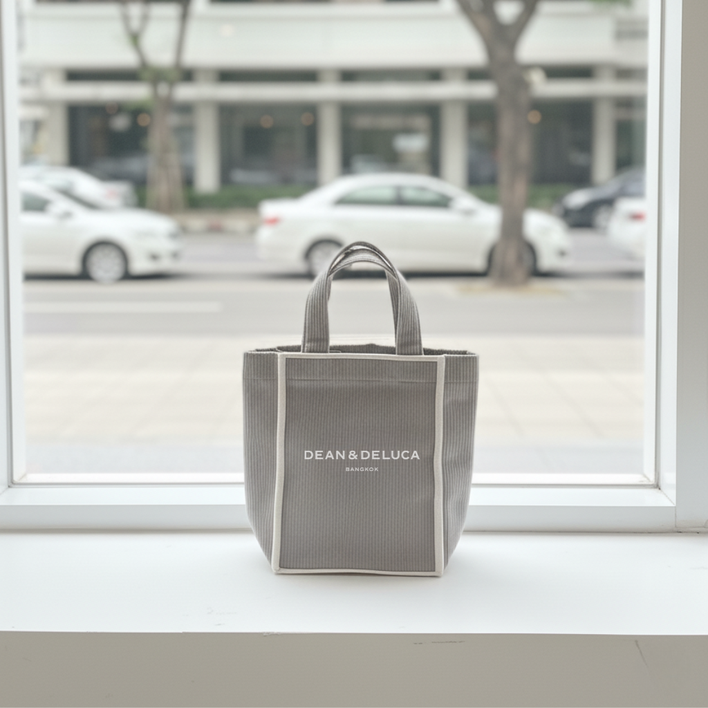 DEAN&DELUCA CORDUROY GREY TOTE BAG XS