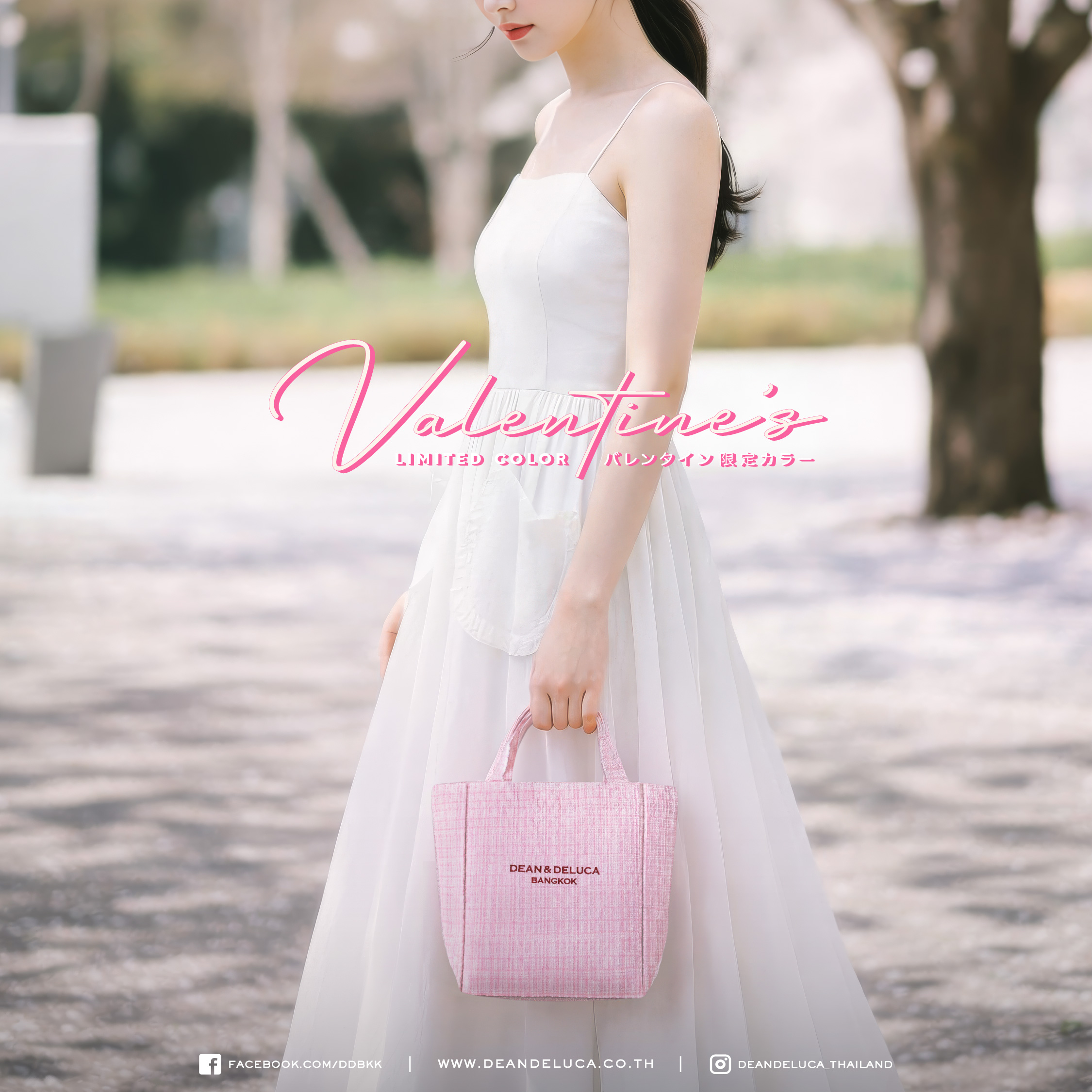 D&D BANGKOK L'AMOUR TWEED PINK TOTE BAG XS