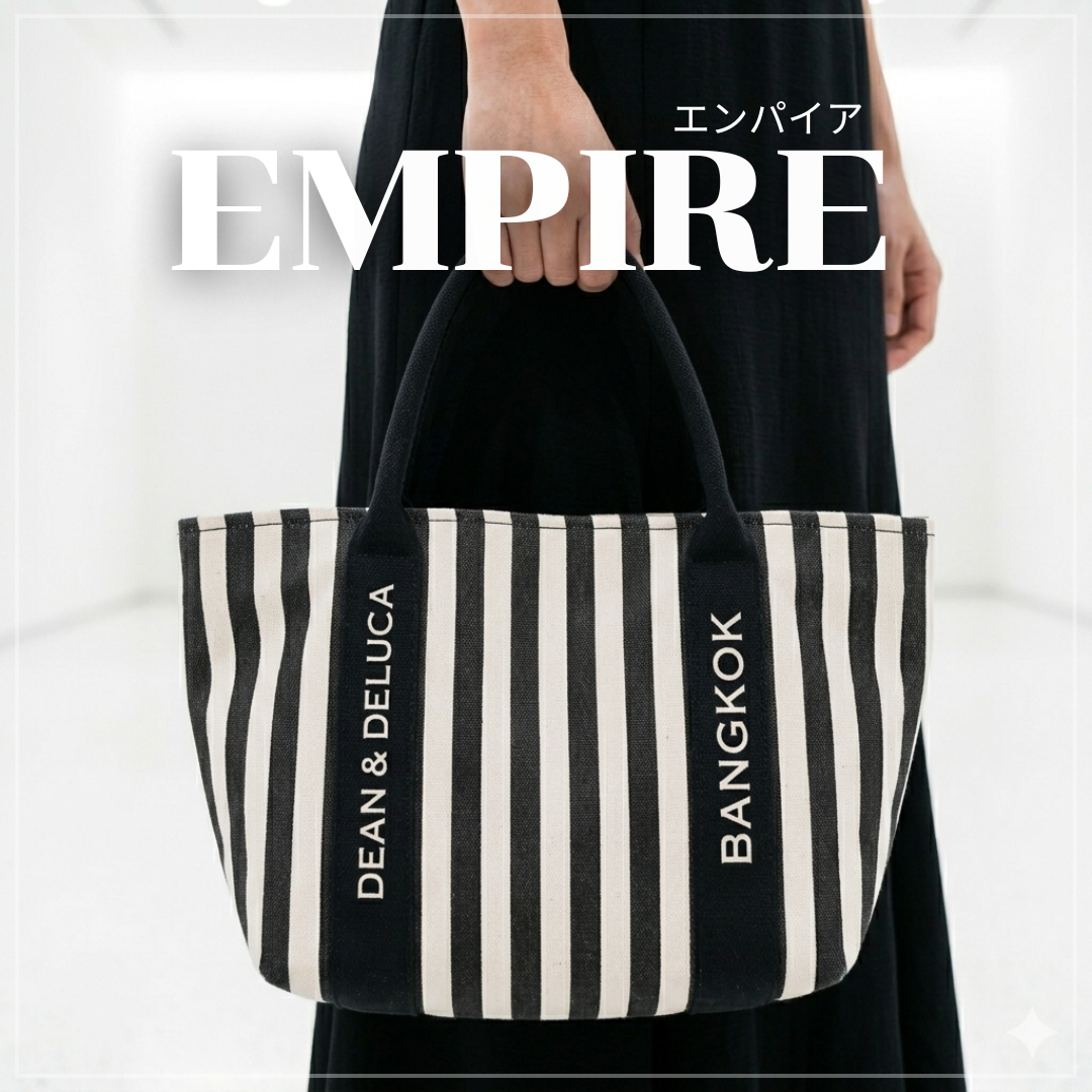 DEAN&DELUCA BANGKOK EMPIRE STRIPE BLACK TOTE BAG